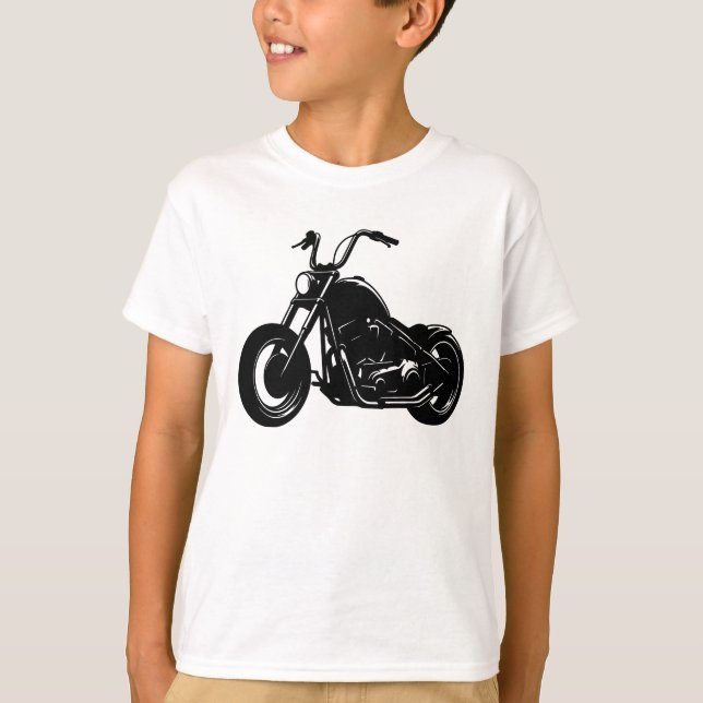 Black White Classic Cruiser Motorcycle Vector Art T Shirt (Framsida)