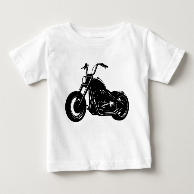 Black White Classic Cruiser Motorcycle Vector Art T Shirt (Framsida)