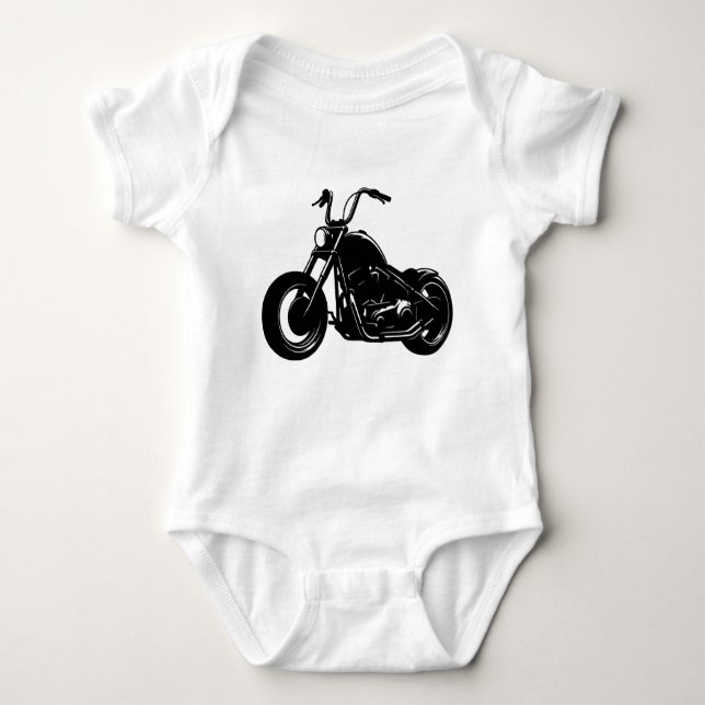 Black White Classic Cruiser Motorcycle Vector Art T Shirt (Framsida)