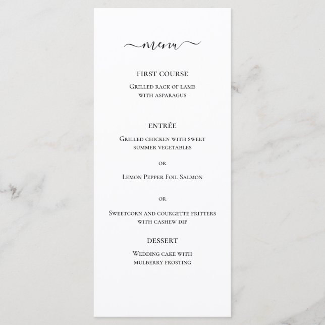 Black White Classic Elegant Monogram Bröllop Menu Meny (Framsida)