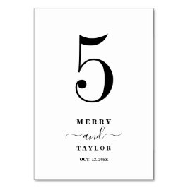 Black & White Classic, enkel koppar Bröllop Bord Bordsnummer