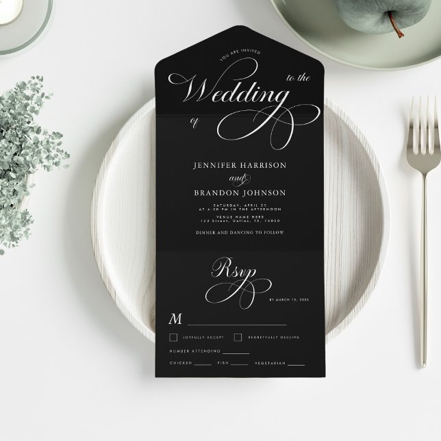 Black & White Classic Forme Calligraphy Bröllop (Skapare uppladdad)