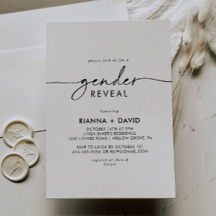 Black White Classic Gender Reveal Party Inbjudningar