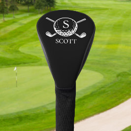 Black White Classic Golf Clubs Monogram Name 