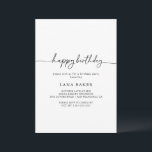Black White Classic Happy Birthday Party Inbjudningar<br><div class="desc">This black white classic happy birthday party invitation is perfect for a modern event. The simple and elegant design features classic and fancy script typography in black and white.</div>
