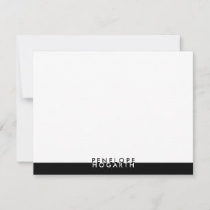 Black White Classic Modern Minimalist Colorblock Anteckningskort
