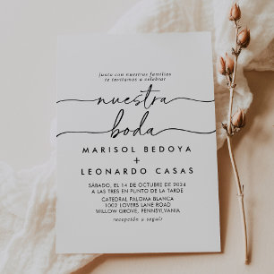 Black White Classic Nuestra Boda Bröllop Inbjudningar