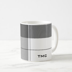 Black White Classic Play Initialer Modern Preppy Kaffemugg