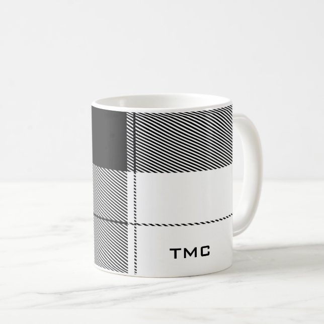 Black White Classic Play Initialer Modern Preppy Kaffemugg (Framsida höger)
