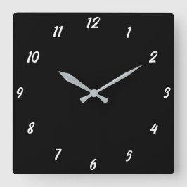 Black White Classy Elegant Anpassningsbar Färg Gif Fyrkantig Klocka
