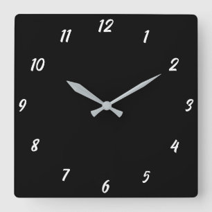 Black White Classy Elegant Anpassningsbar Färg Gif Fyrkantig Klocka