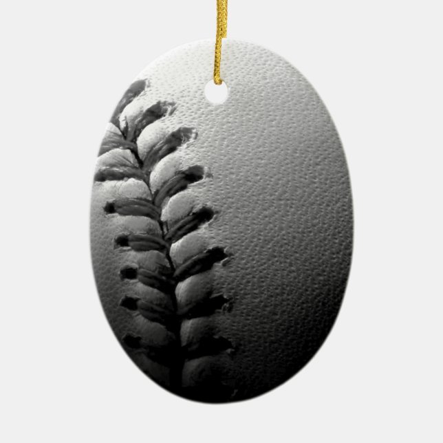 Black & White Close Baseball Julgransprydnad Keramik (Framsidan)