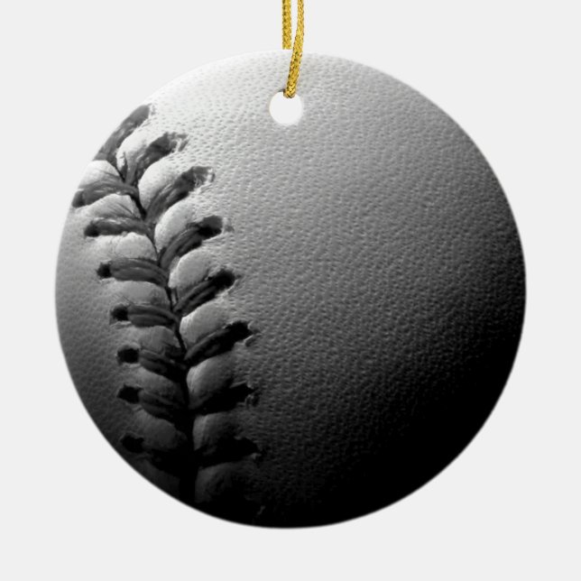 Black & White Close Baseball Julgransprydnad Keramik (Framsidan)