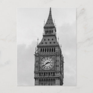 Black White Close Big Ben Clock Torn London Vykort