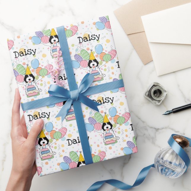 Black White Cockapoo Cavapoo Hund Birthday Presentpapper (Gifting)