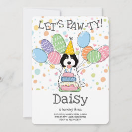 Black White Cockapoo Cavapoo Hund Födelsedagsfest Inbjudningar