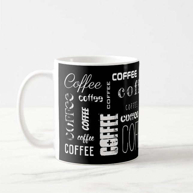 Black White COFFEE! Typografi Namn Kaffemugg (Vänster)