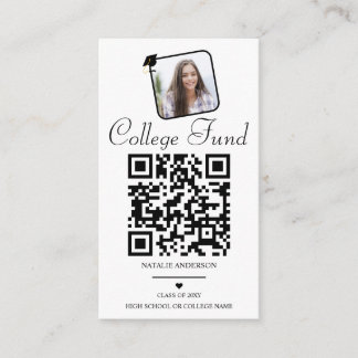 Black White College Fund QR Studenten Tilläggskort