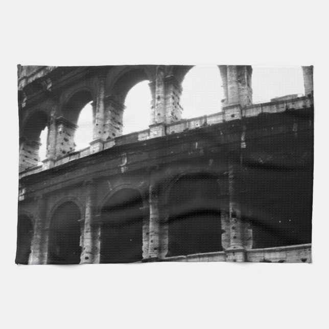 Black White Colosseum Roman Empire Kökshandduk (Horisontell)