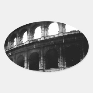 Black White Colosseum Roman Empire Ovalt Klistermärke