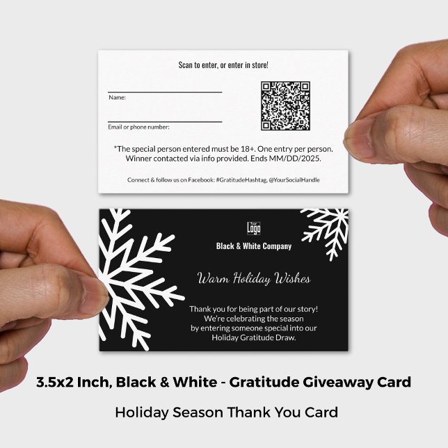 Black & White Community Gatitude Giveaway Visitkort (Black & White Community Gratitude Giveaway Business Card; Size: 3.5x2 Inch)