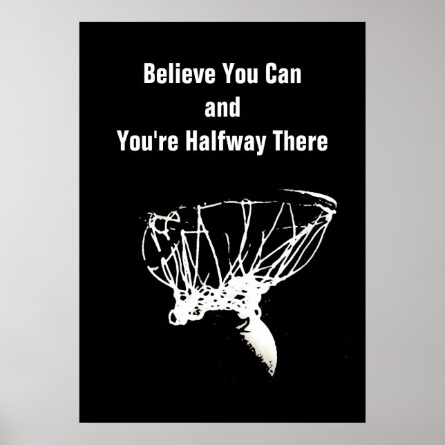 Black White Confidence Motivational Basketball Poster (Framsidan)