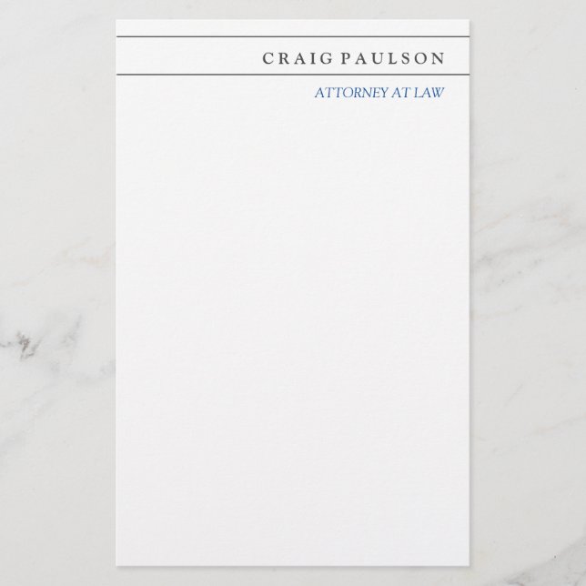 Black White Consultant Attorney of Law Profession Brevpapper (Framsida)