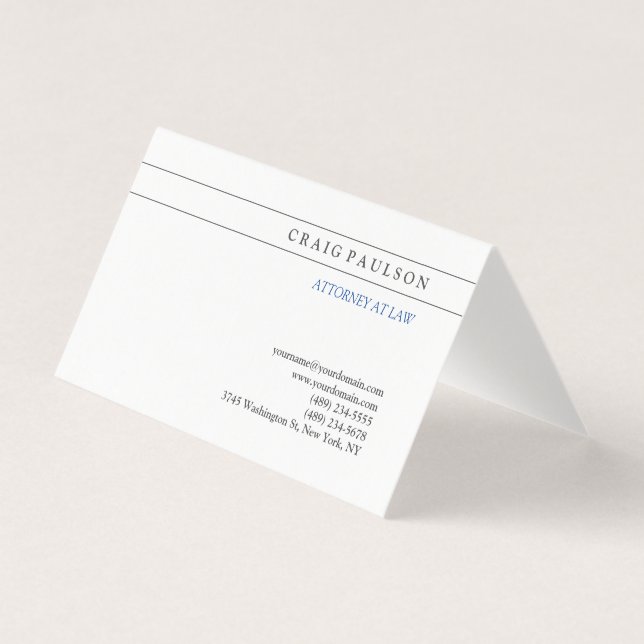 Black White Consultant Attorney of Law Profession Visitkort (Framsida)