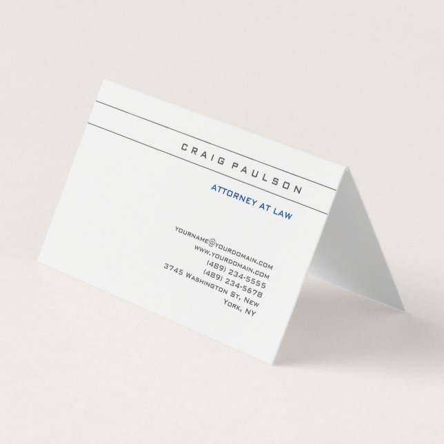 Black White Consultant Attorney of Law Profession Visitkort (Framsida)