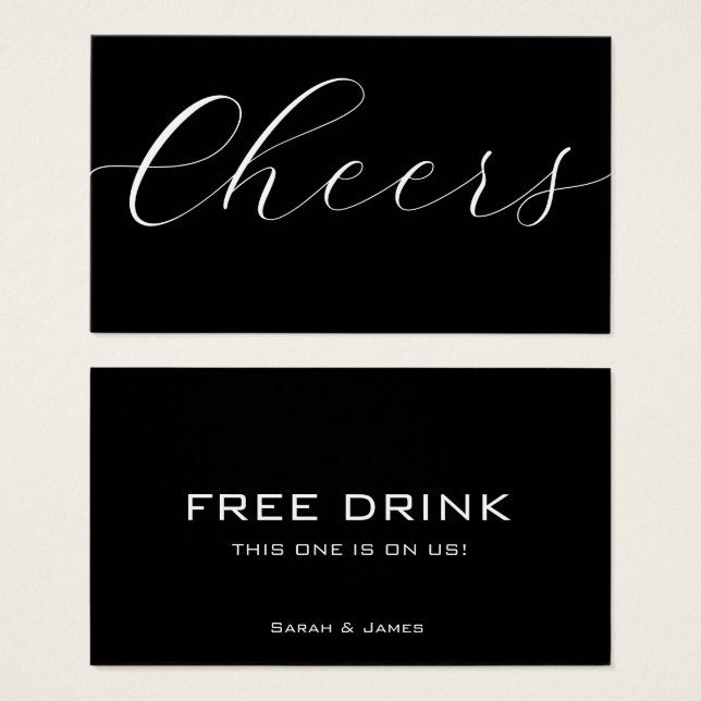 Black White Corporate Drink Voucher Drink Biljett (Framsida & baksida)