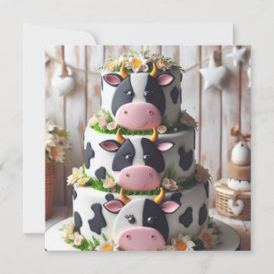 BLACK & WHITE COW CAKE BIRTHDAY INBJUDNINGAR
