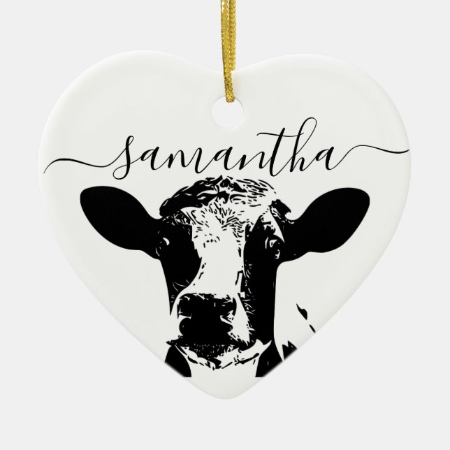 Black White Cow Ceramic Ornament (Framsidan)