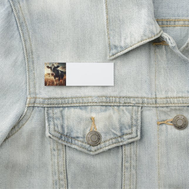 Black White Cow Farm Animal Art Namnbricka (På plats)