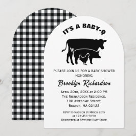 Black White Cow Gris Chicken BabyQ BBQ Baby Shower Inbjudningar