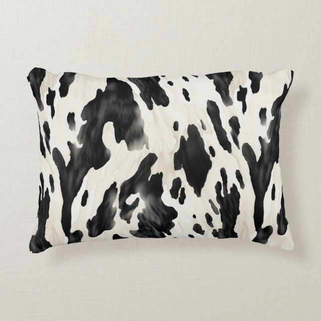 Black White Cow Print Animal Farm Prydnadskudde (Framsidan)