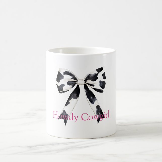 Black White Cow Print Bow Kaffemugg (Center)