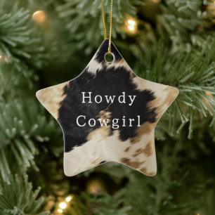 Black White Cowhide Julgransprydnad Keramik
