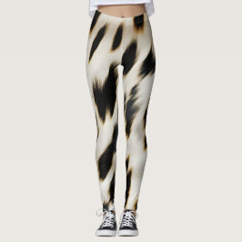 Black White Cowhide Leggings