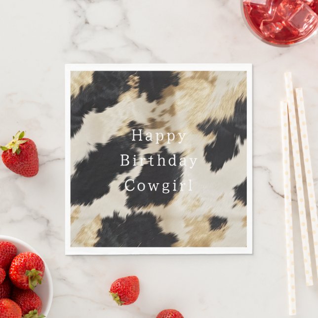 Black White Cowhide Pappersservett (Insitu)