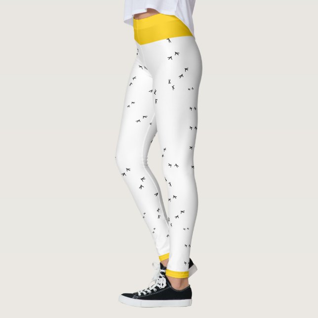 Black & White Crazy Chicken Springa | Gult Leggings (Vänster)