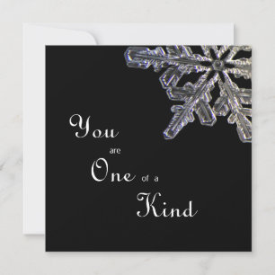Black & White Crystal Snowflake Ett av ett slags p Tack Kort