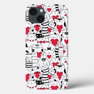 Black White Cute Cute Red Heart