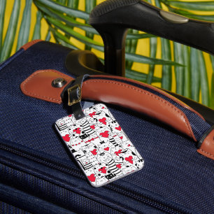 Black White Cute Cute Red Heart Bagagebricka
