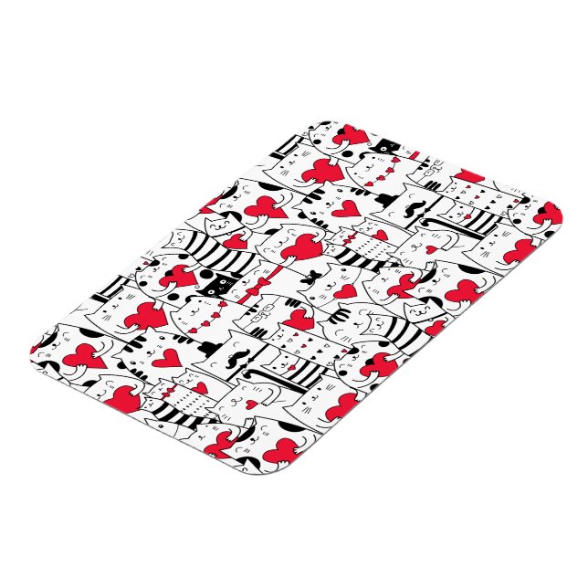 Black White Cute Cute Red Heart Magnet (Vänstra Sidan)