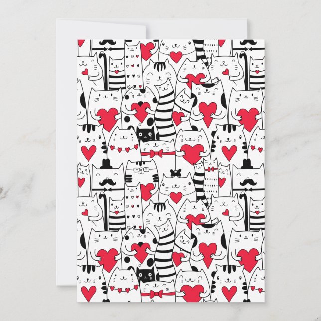 Black White Cute Cute Red Heart Meddelande (Framsida)