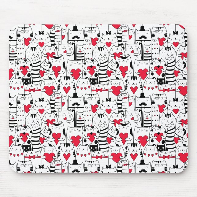 Black White Cute Cute Red Heart Musmatta (Framsidan)