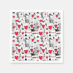 Black White Cute Cute Red Heart Pappersservett