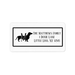 Black & White Dachshund Silhouette Border Adressetikett
