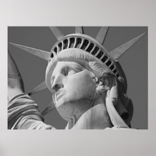 Black & White Dam Liberty Statue New York Poster