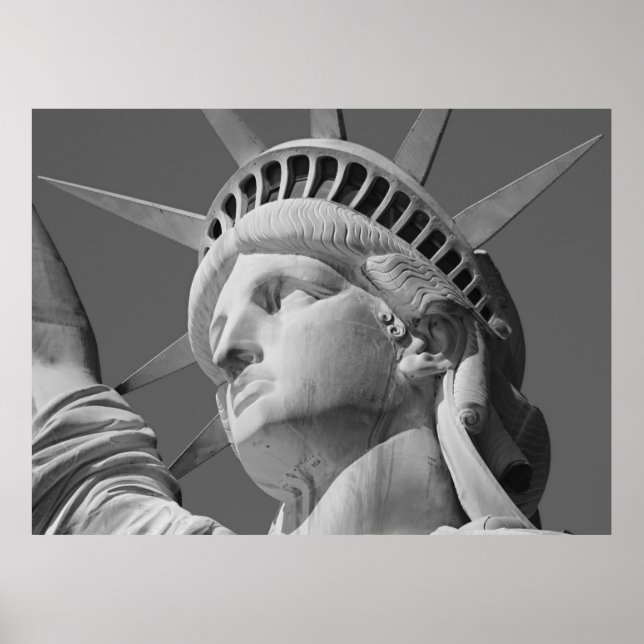 Black & White Dam Liberty Statue New York Poster (Framsidan)